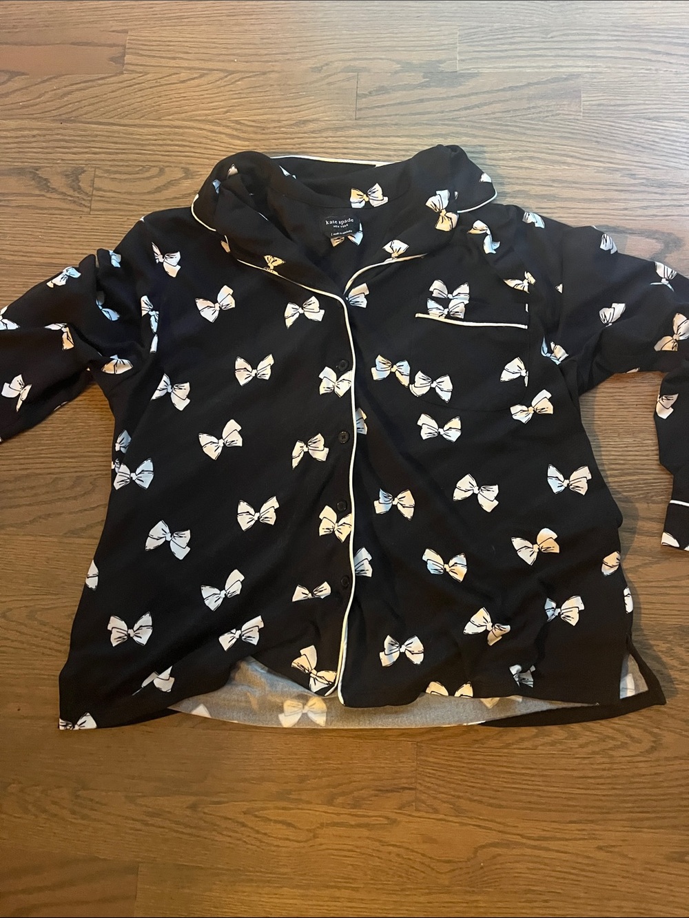 kate spade Black Bow-Print Button-Down Top